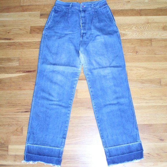 Seattle Blues Jeans Vintage Seattle Blues High Waisted Wide Leg Blue Denim Jeans Womens